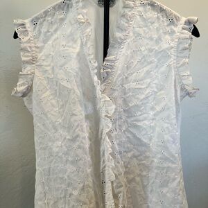 White Ruffled Short Sleeve Top